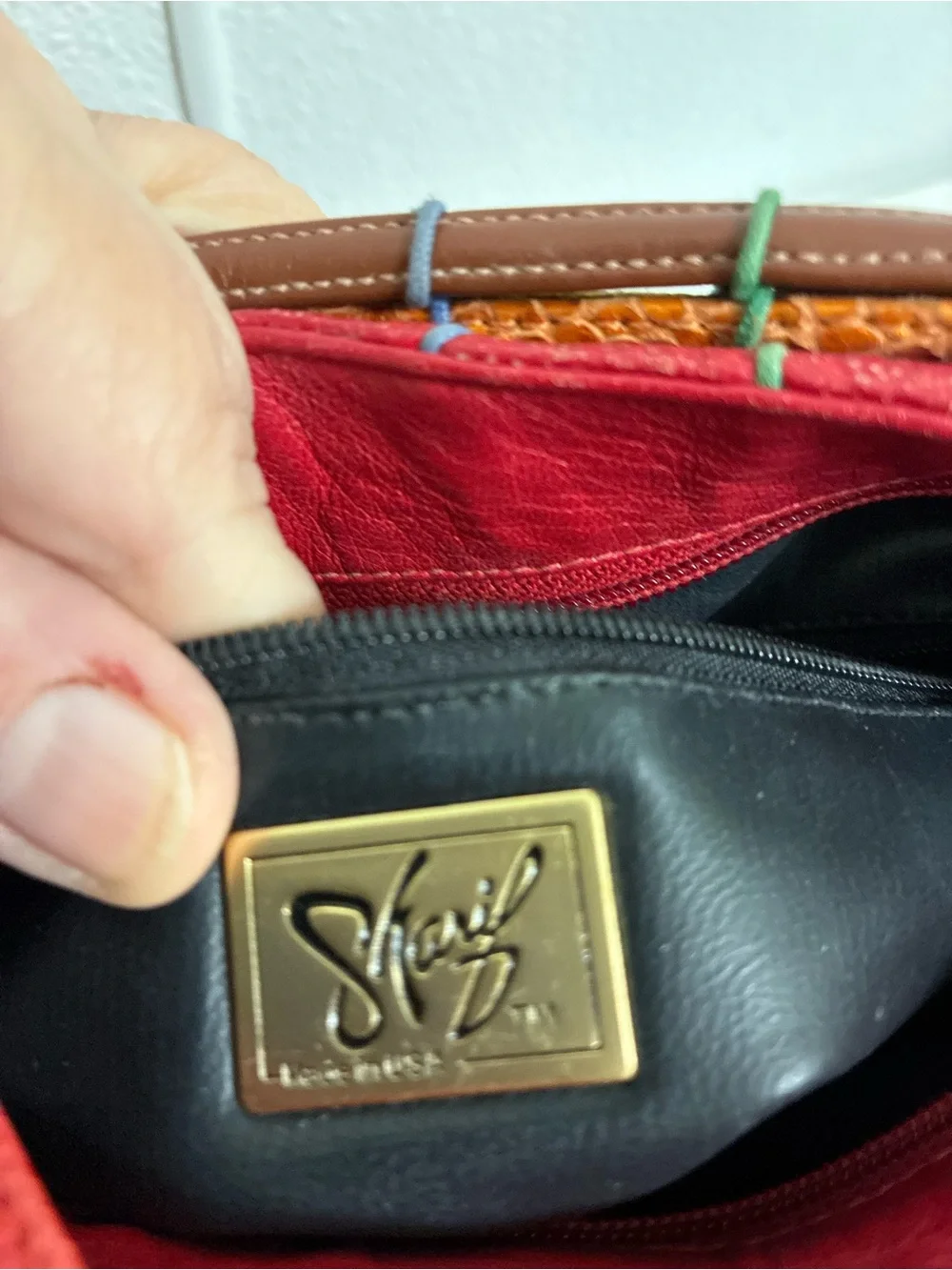 Vintage 1980’s Sharif Colorful Leather Woven Women’s Shoulder Bag - Picture 6 of 7